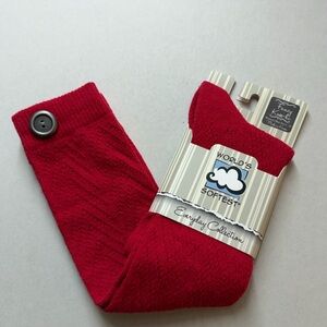 World's Softest Red Button-Accent Knee High Socks